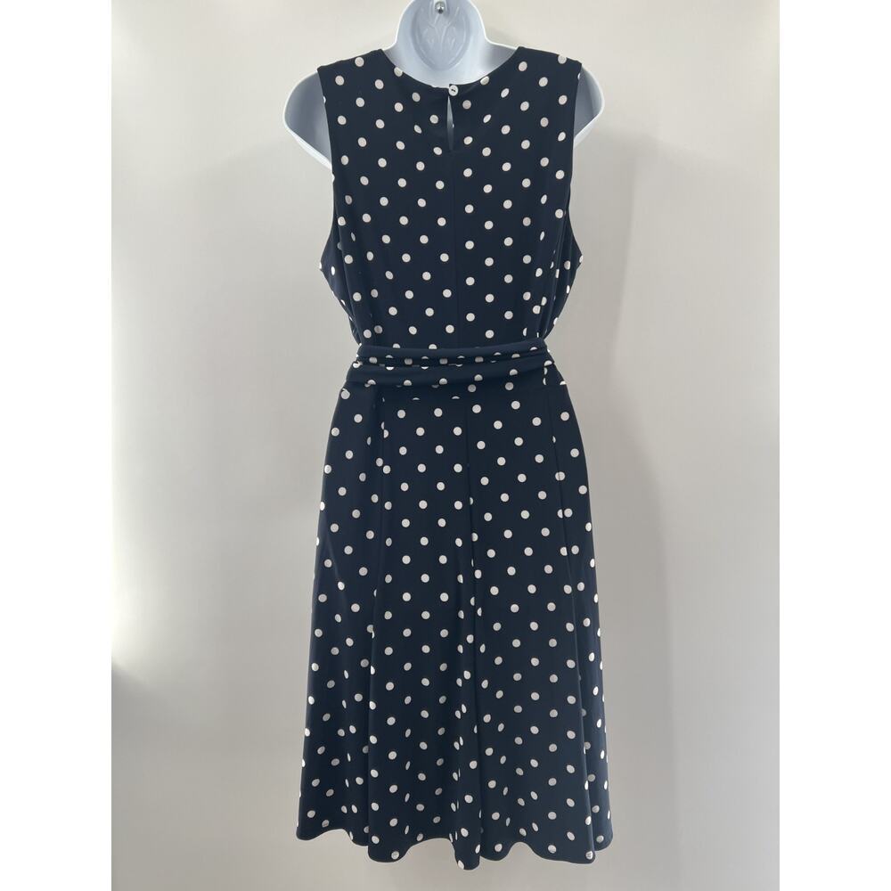 Lauren by Ralph Lauren Women's Blue & White Polkadot Fit & Flare Dress Size 14 - Picture 5 of 8